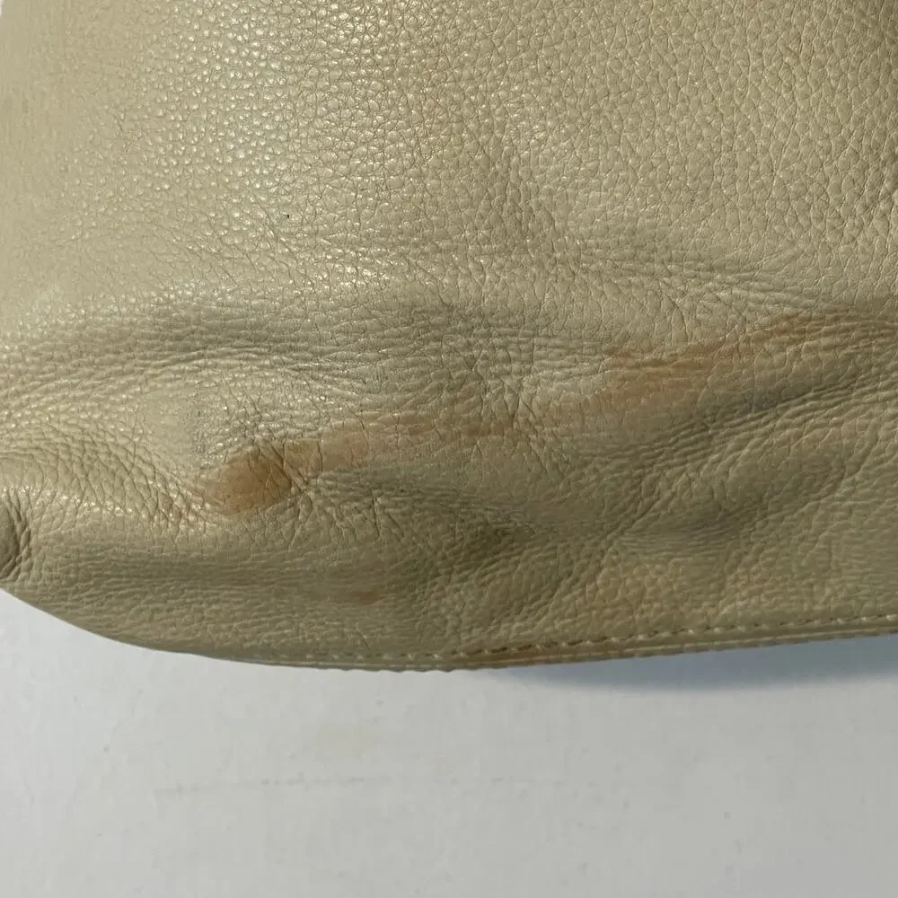 Michael Kors Cream Leather Ranger Hobo Bag Womens Pebbled Slouchy Handbag Purse